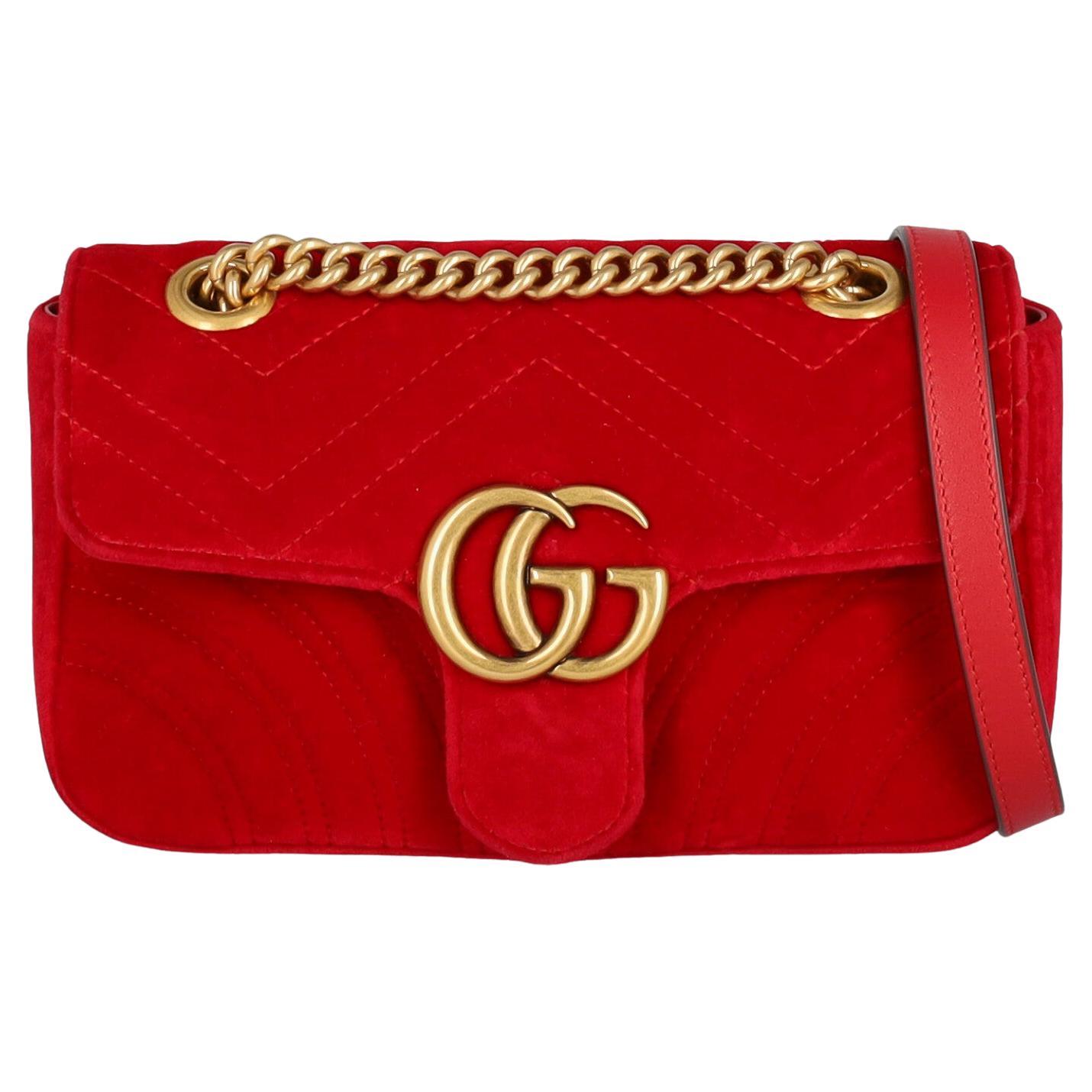 Gucci Women Shoulder bags Marmont Red Fabric  For Sale