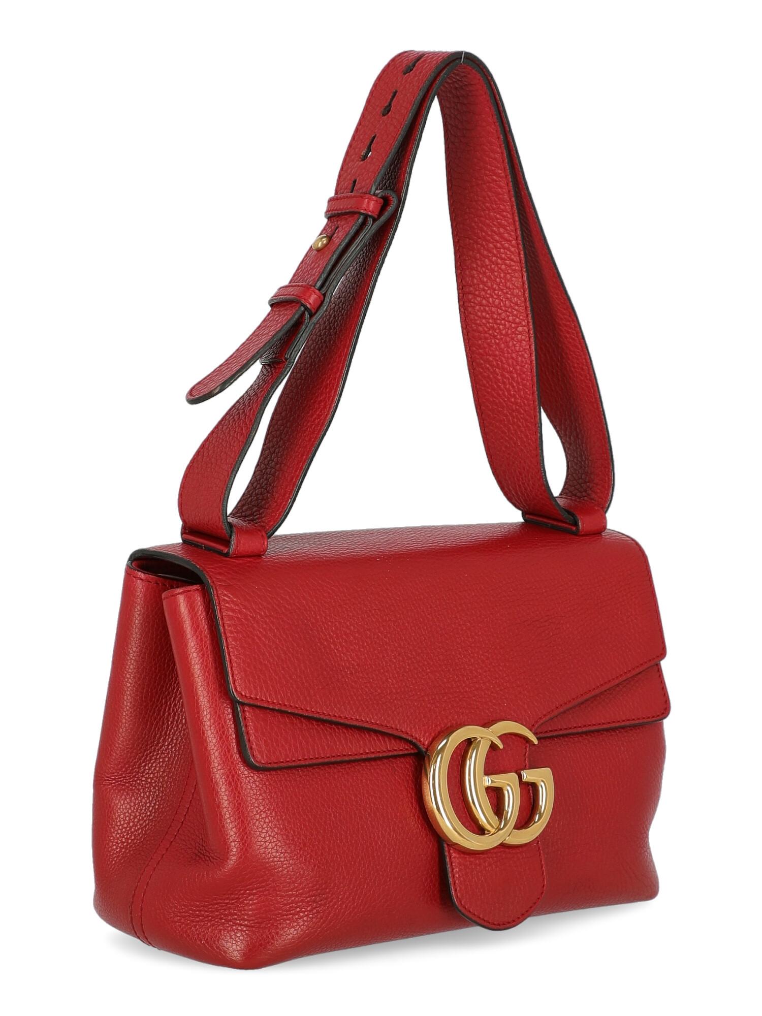 Gray Gucci Women  Shoulder bags Marmont Red Leather For Sale