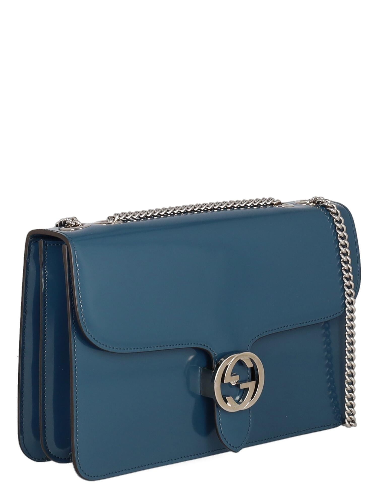 Blue Gucci Women  Shoulder bags  Navy Leather 