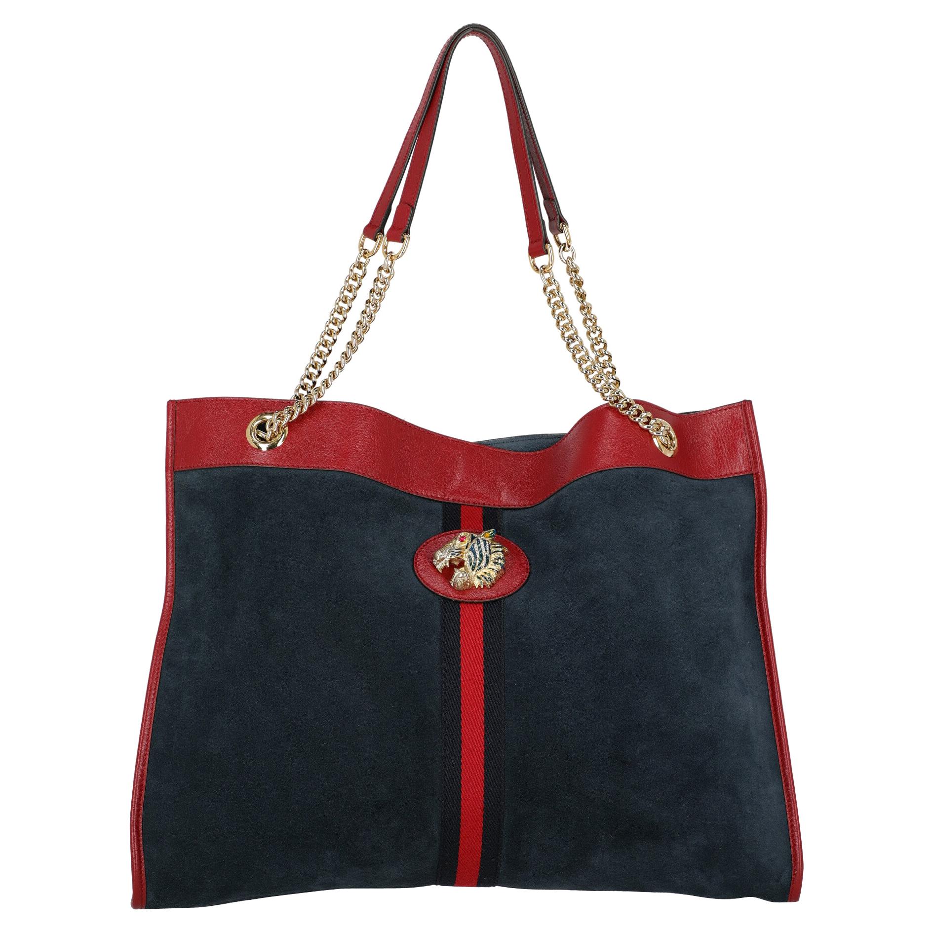 Gucci  Women   Shoulder bags   Navy, Red Leather  For Sale