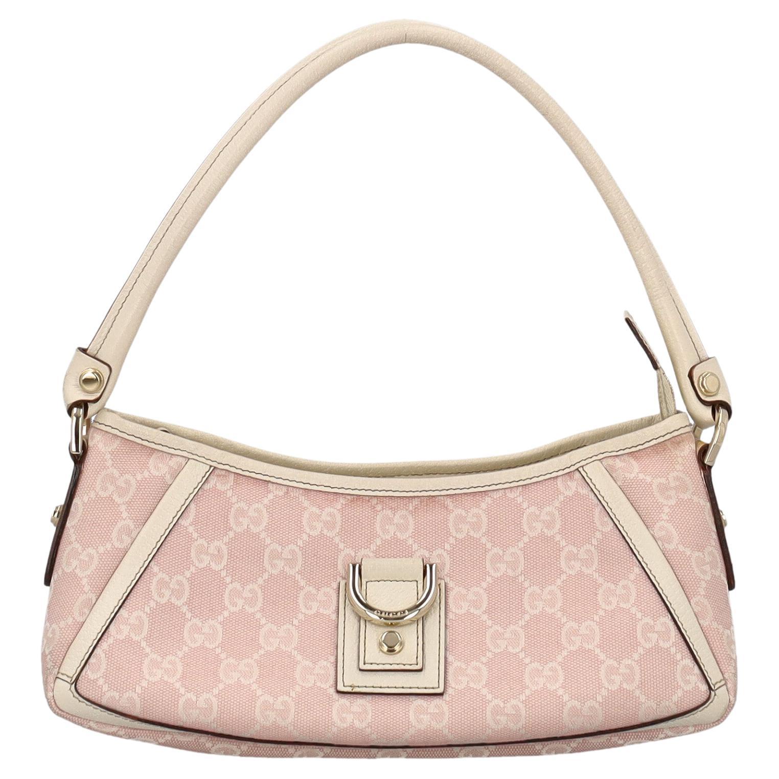 Gucci Women Shoulder bags Pink, White Cotton  For Sale