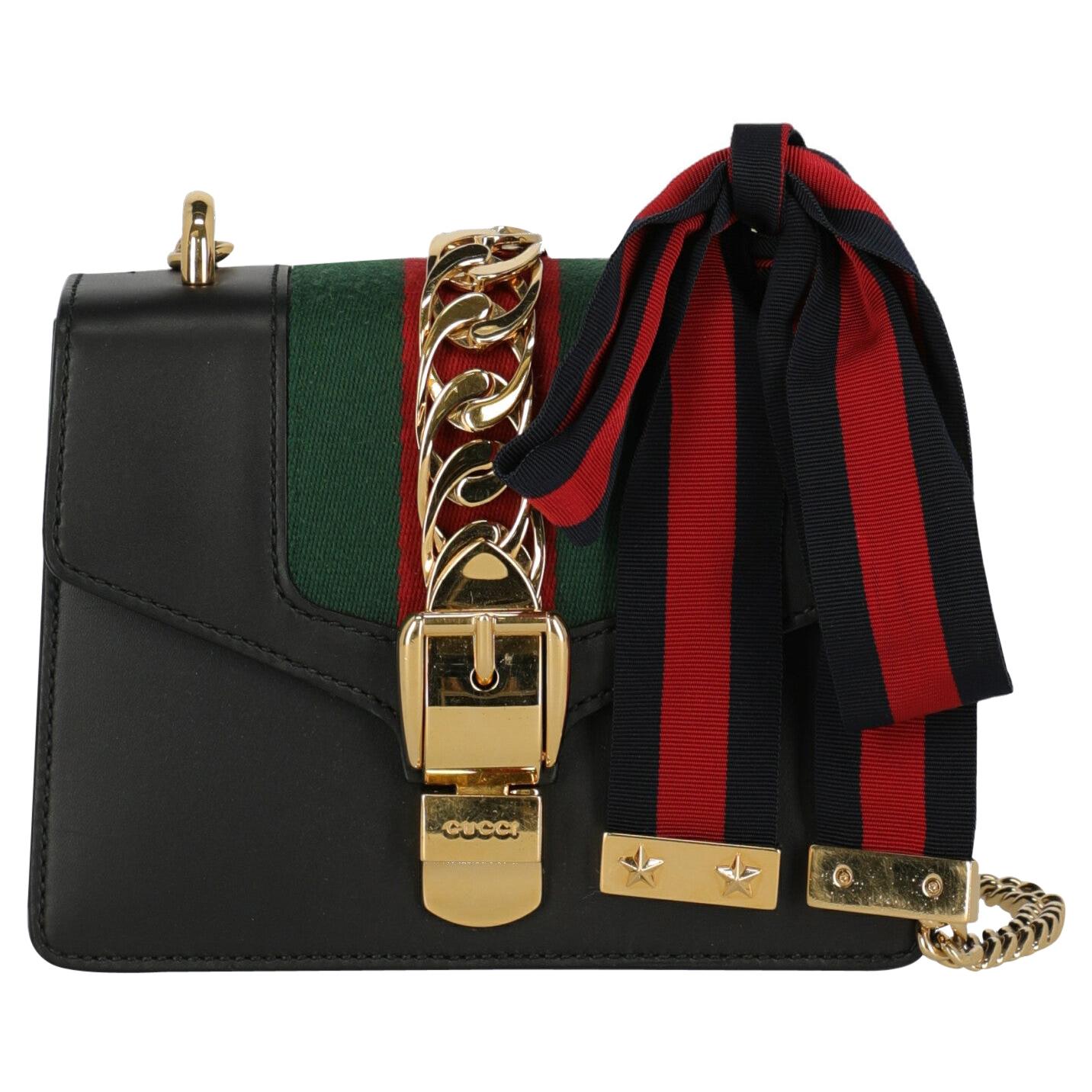 Gucci Women  Shoulder bags Sylvie Black Leather For Sale