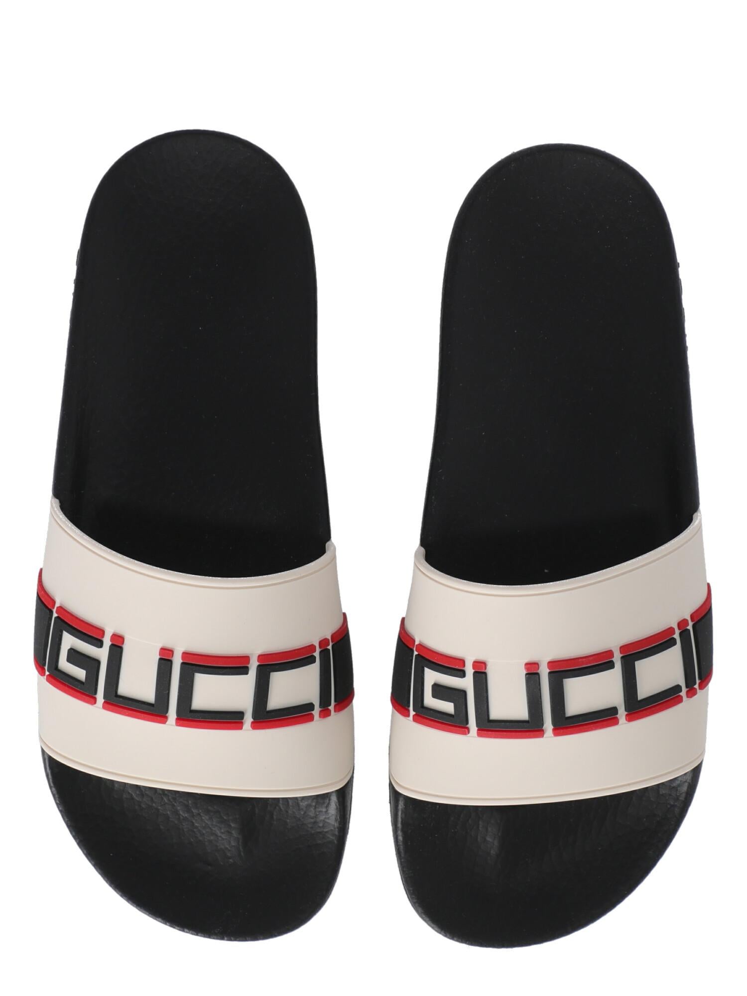 Gucci Women Slippers Black, Red, White Synthetic Fibers EU 39 For Sale 1