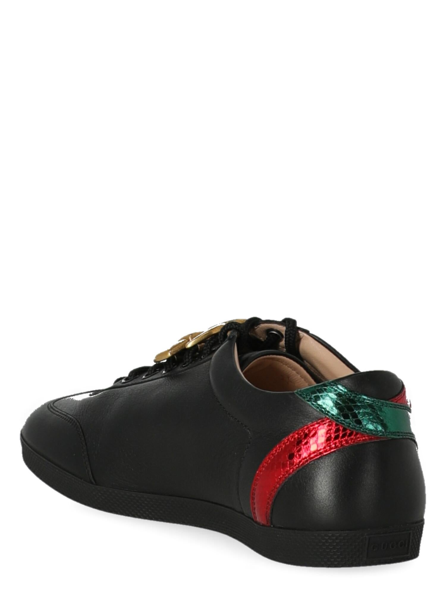Gucci  Women   Sneakers  Black, Green, Red Leather EU 41.5 In Excellent Condition For Sale In Milan, IT