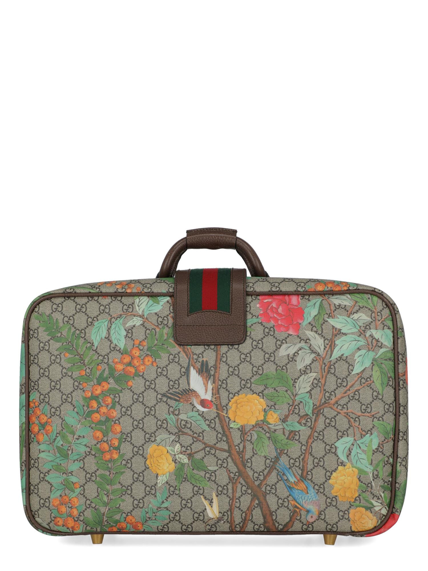 Gray Gucci  Women   Travel bags  Beige, Brown, Multicolor Synthetic Fibers 