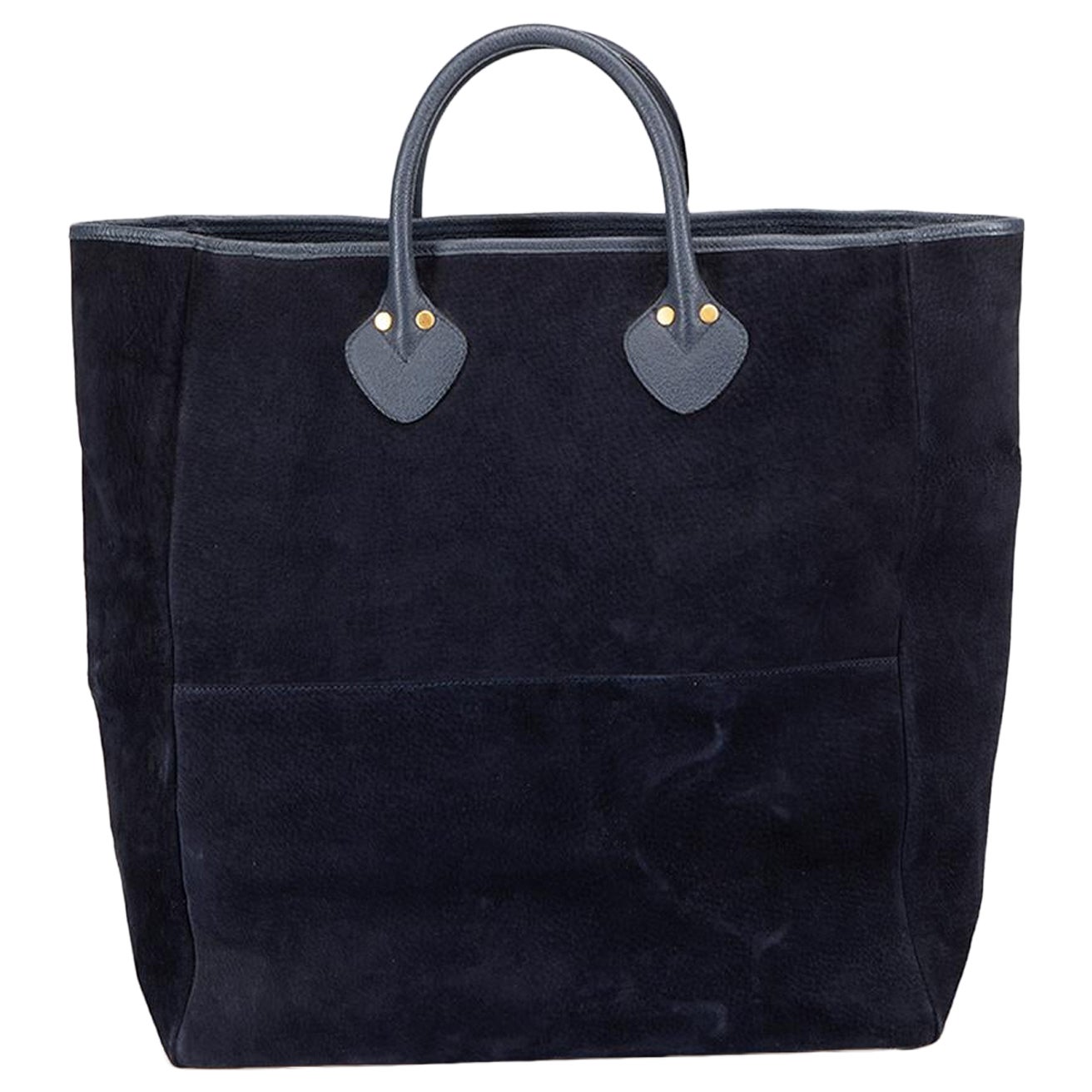 Gucci Women
s 1990s Navy Blue Suede Top Handle Tote