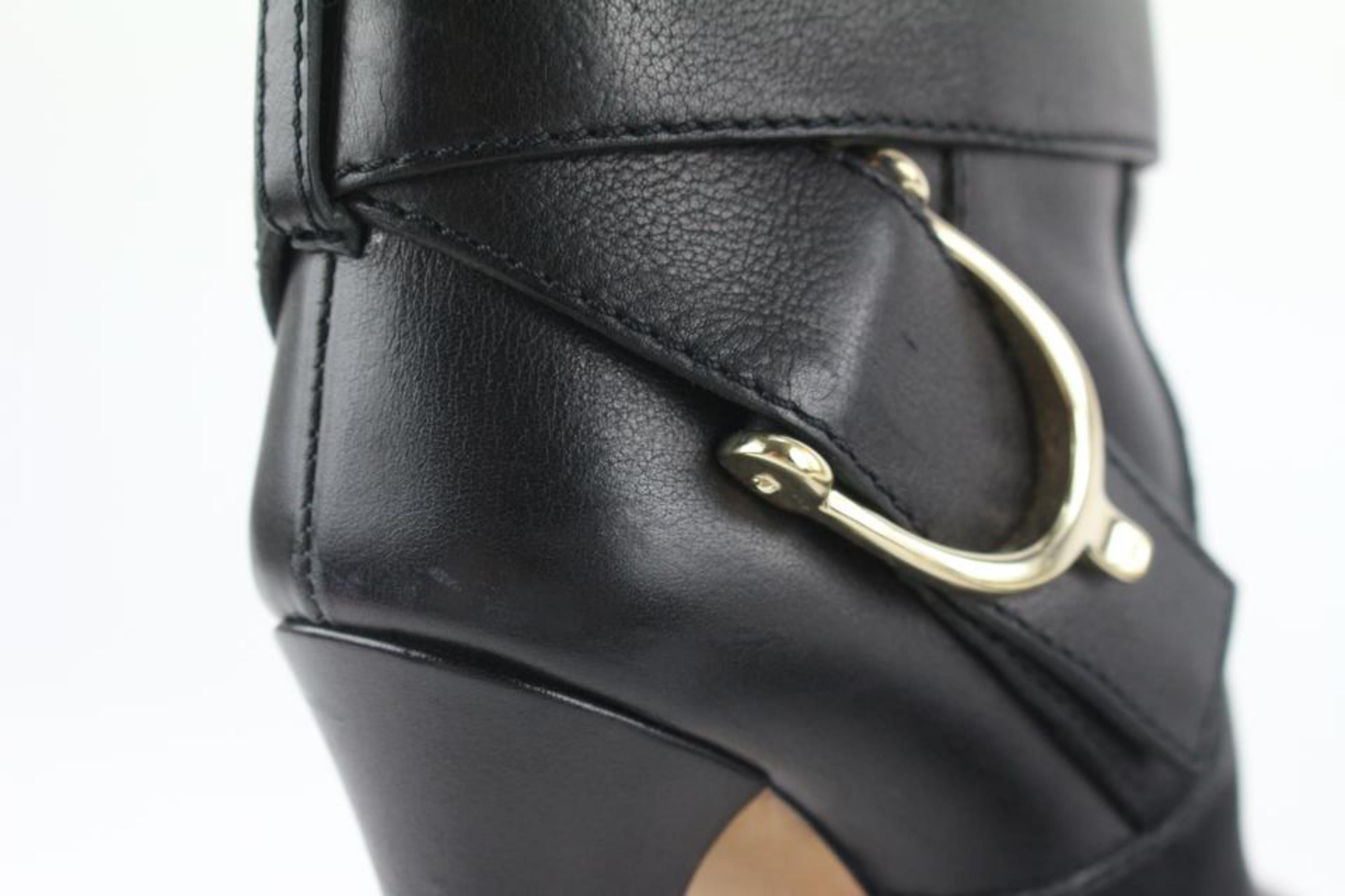 Noir Gucci Bottes en cuir noir à mors en forme de mors pour femme 35,5 1gg1105 en vente