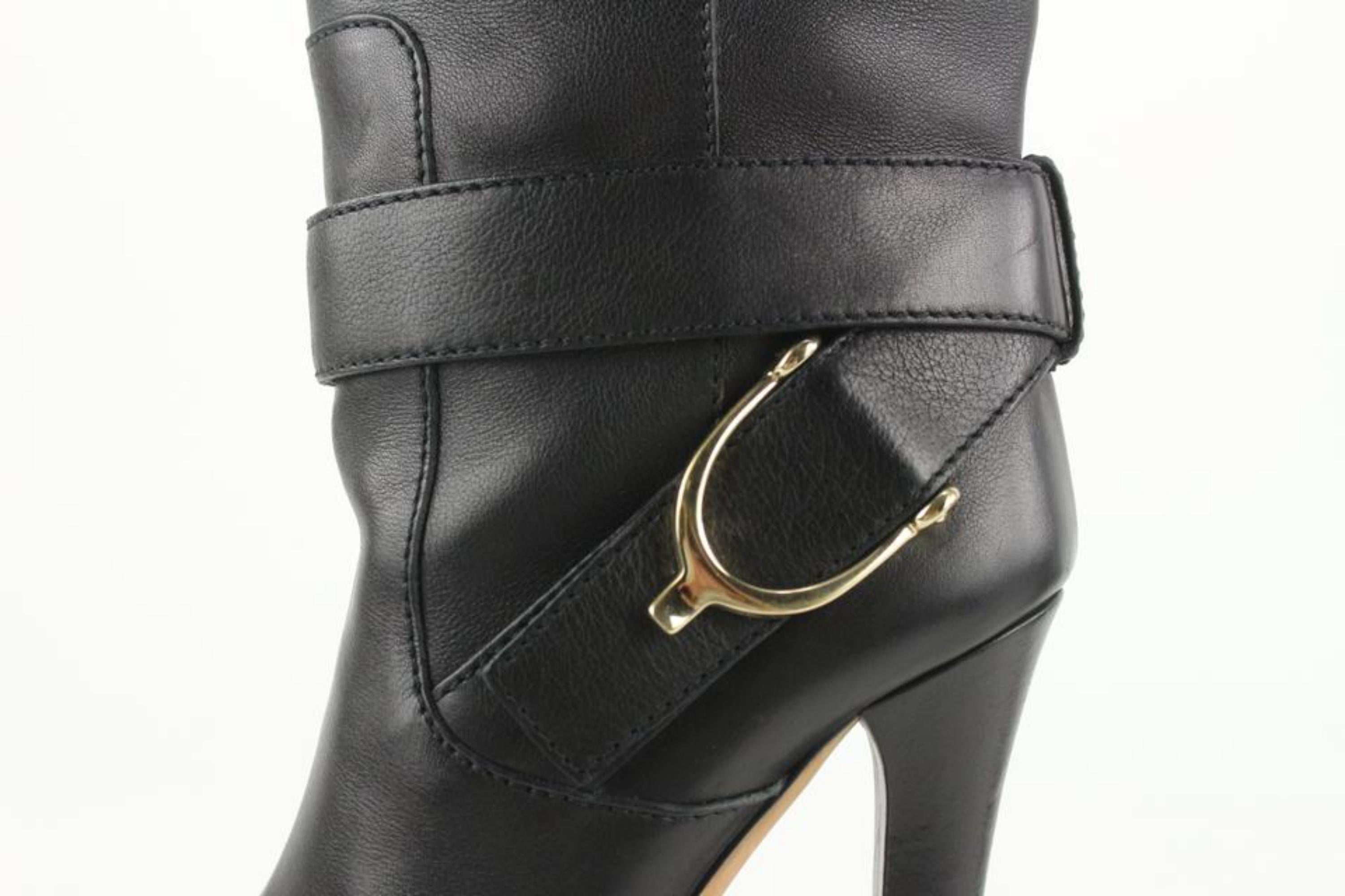 Gucci Bottes en cuir noir à mors en forme de mors pour femme 35,5 1gg1105 Bon état - En vente à Dix hills, NY