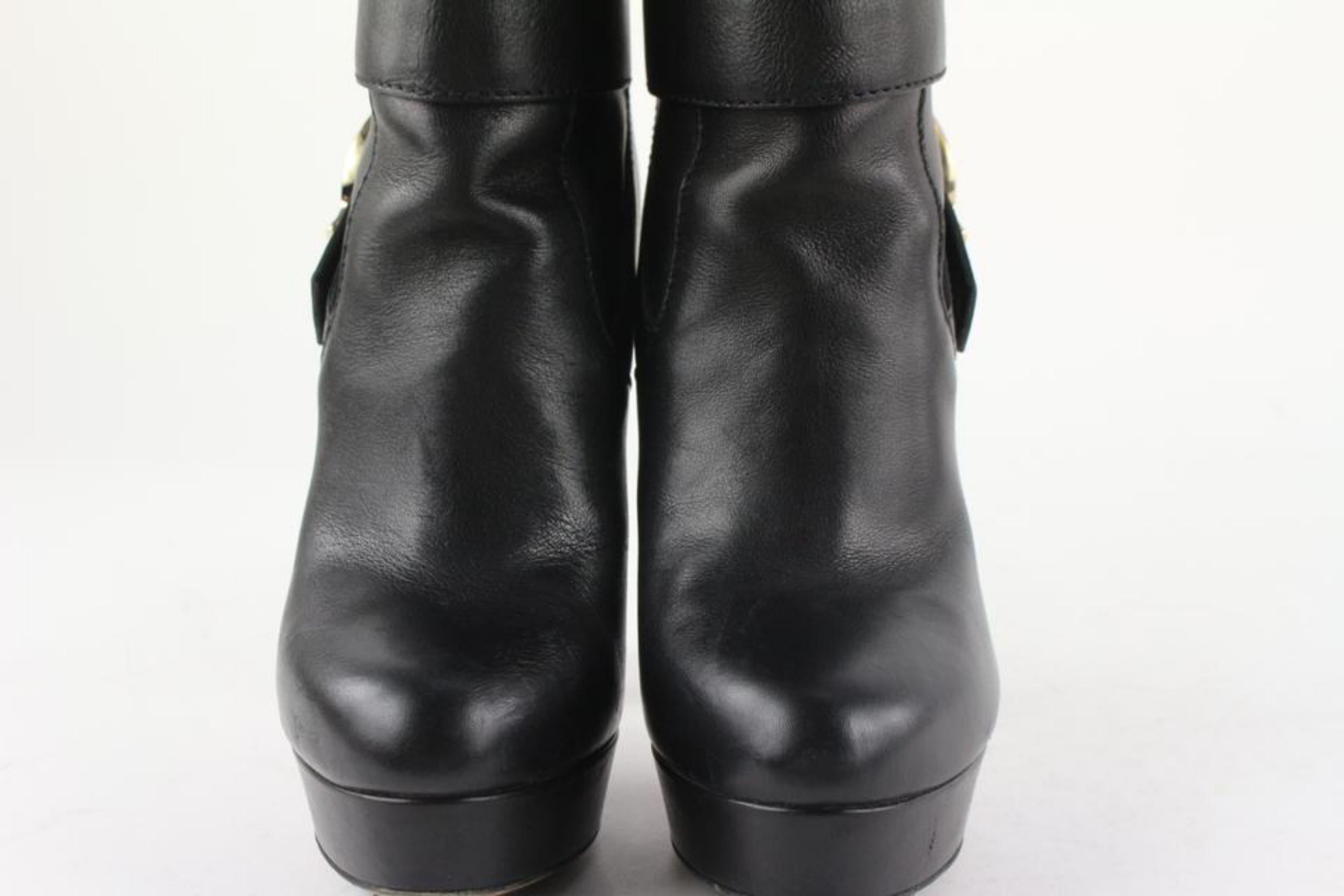 Gucci Women's 35.5 Black Leather Horsebit Boots 1gg1105 2