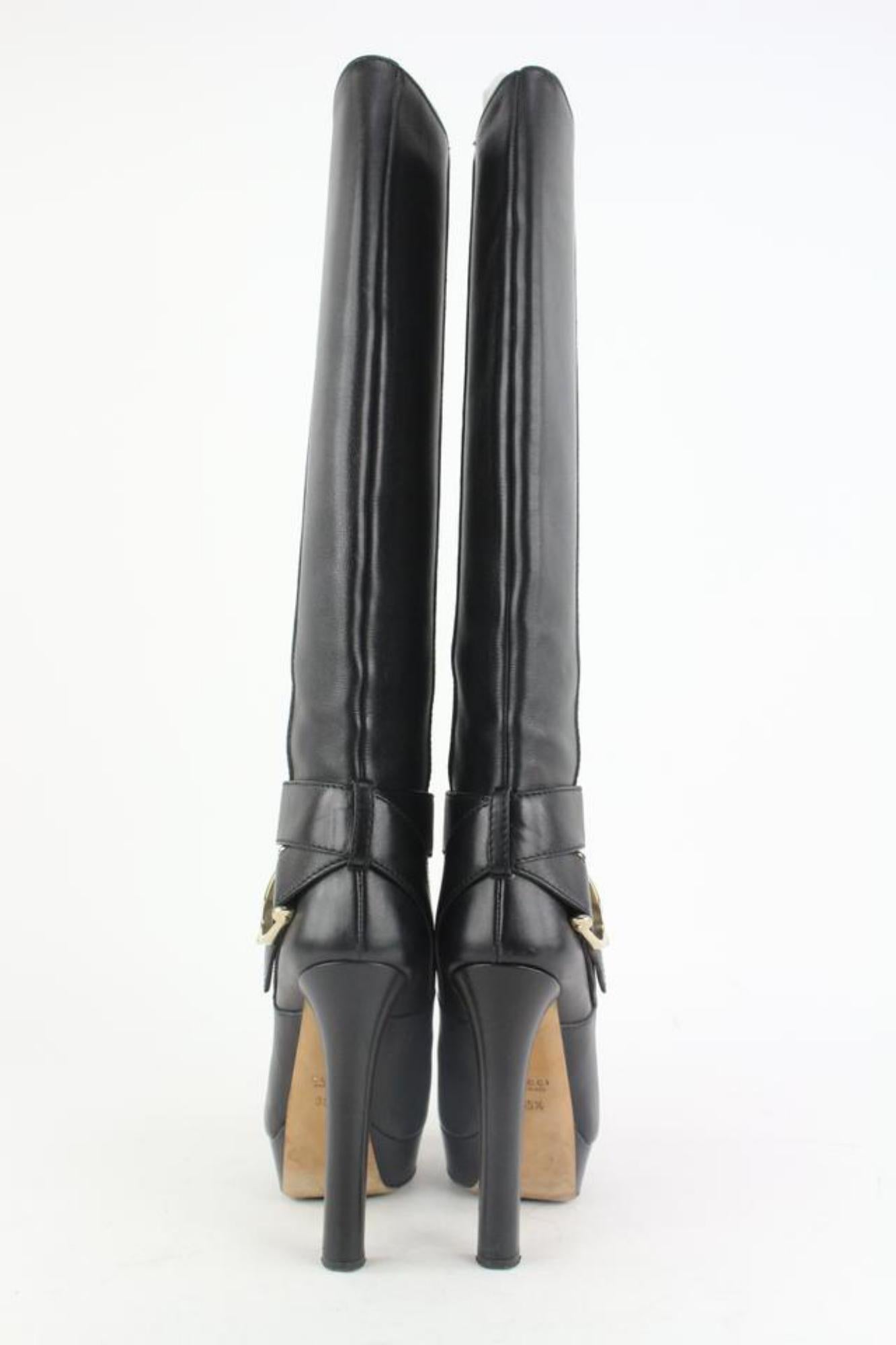 Gucci Bottes en cuir noir à mors en forme de mors pour femme 35,5 1gg1105 en vente 3