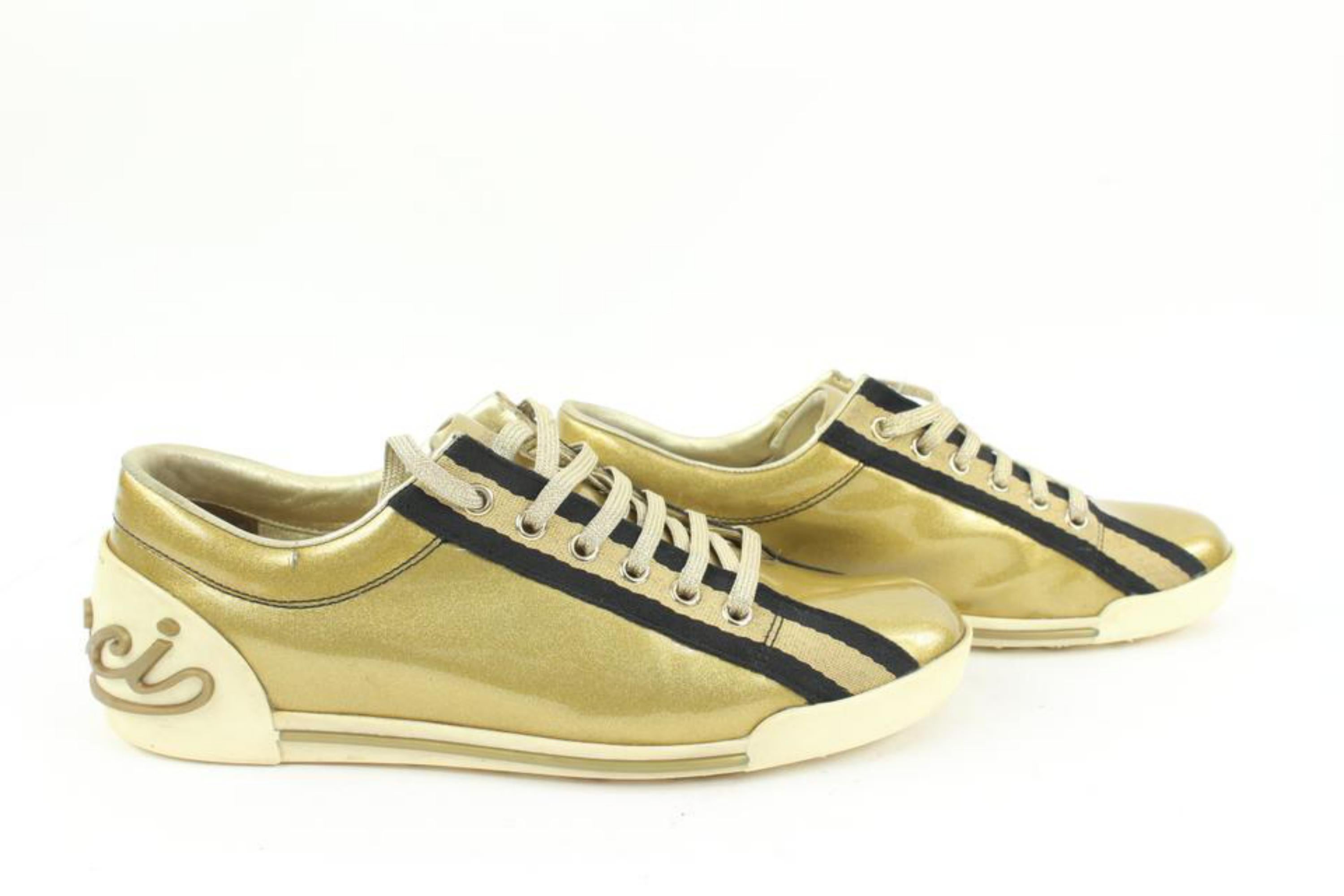 gold gucci tennis shoes