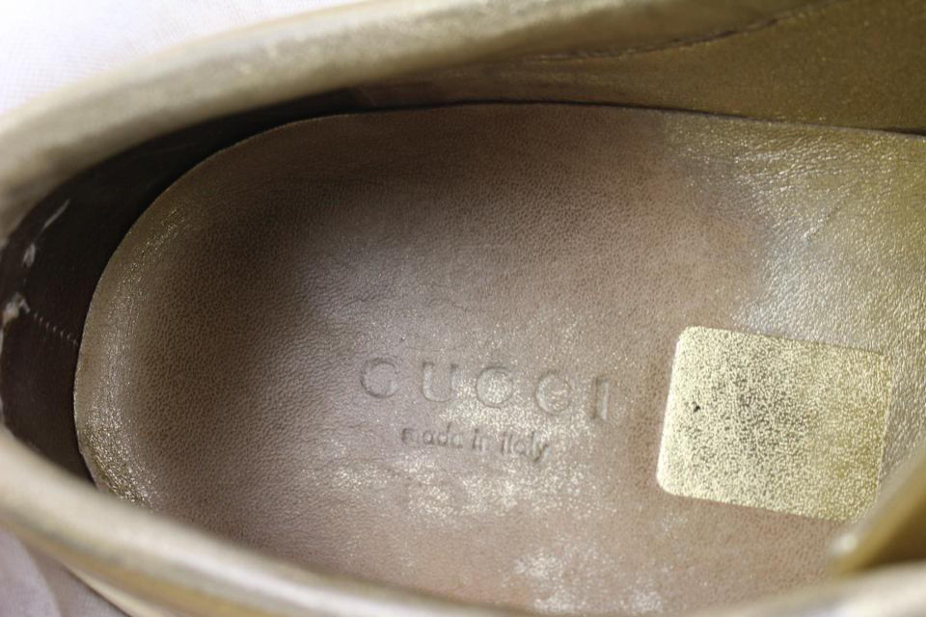 Gucci Women's 38.5 Metallic Gold Script Logo Web Low Sneaker 27g31s 1