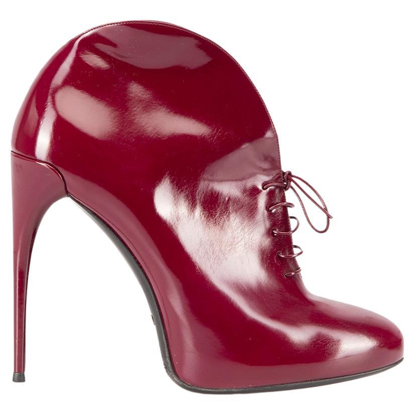 Gucci Women's Berry Patent Leather Lace Up Kim Ankle Boots