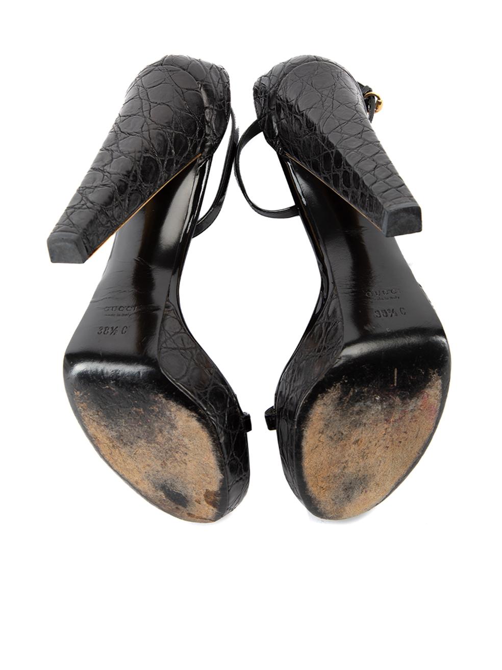 Gucci Women's Black Alligator Leather Platform Sandal 1