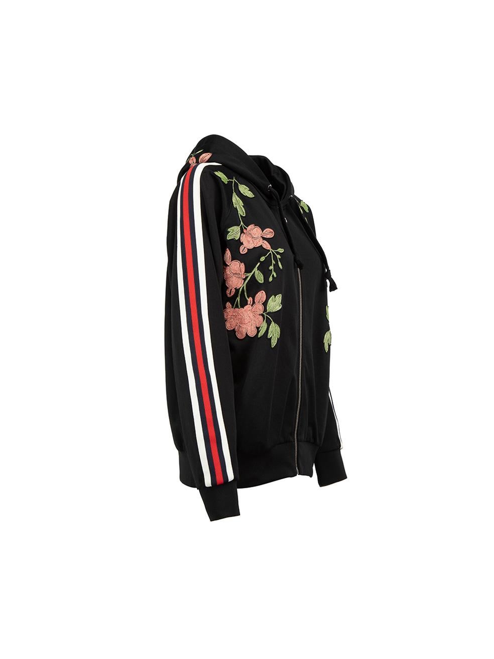 CONDITION is Very good. Hardly any wear to this jacket is evident on this Gucci designer resale item. 



Details


Black

Polyester

Track jacket

Floral embroidered accent

Striped detail on sleeves

Hooded with drawstring

Front zip