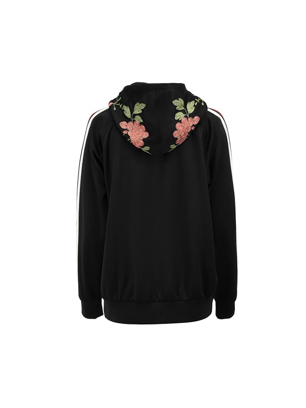 Gucci Women's Black Embroidered Hood Track Jacket In Good Condition In London, GB