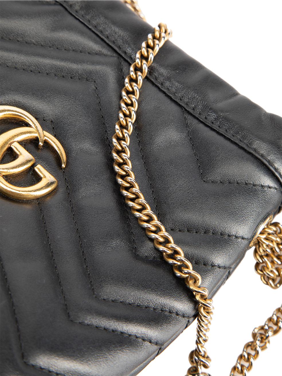 Gucci Women's Black Leather GG Marmont Mini Bucket Bag 3
