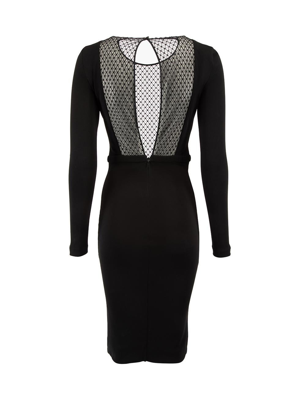 Gucci Women's Black Mesh Panel Long Sleeve Dress In Excellent Condition For Sale In London, GB