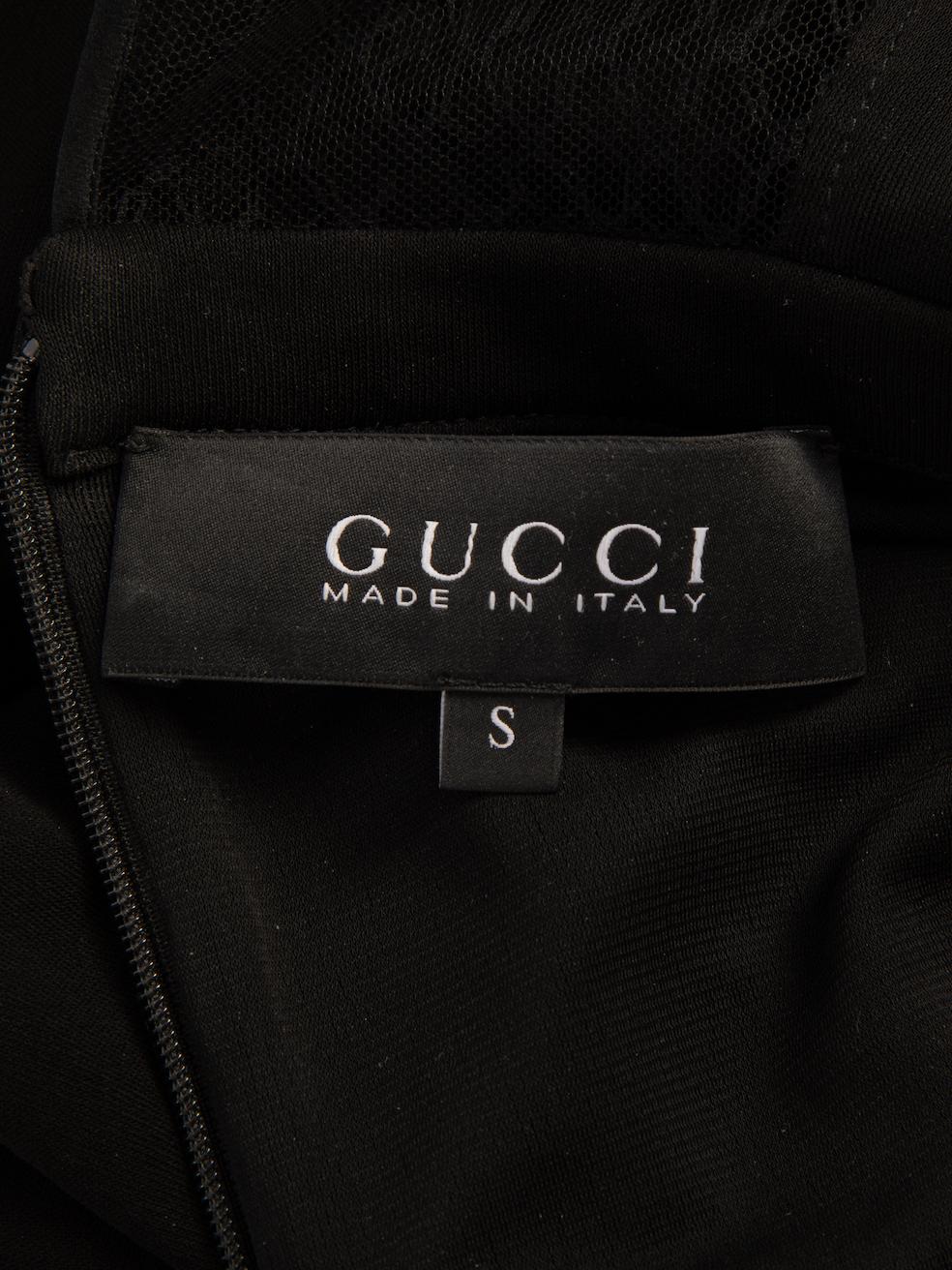 Gucci Women's Black Mesh Panel Long Sleeve Dress For Sale 3