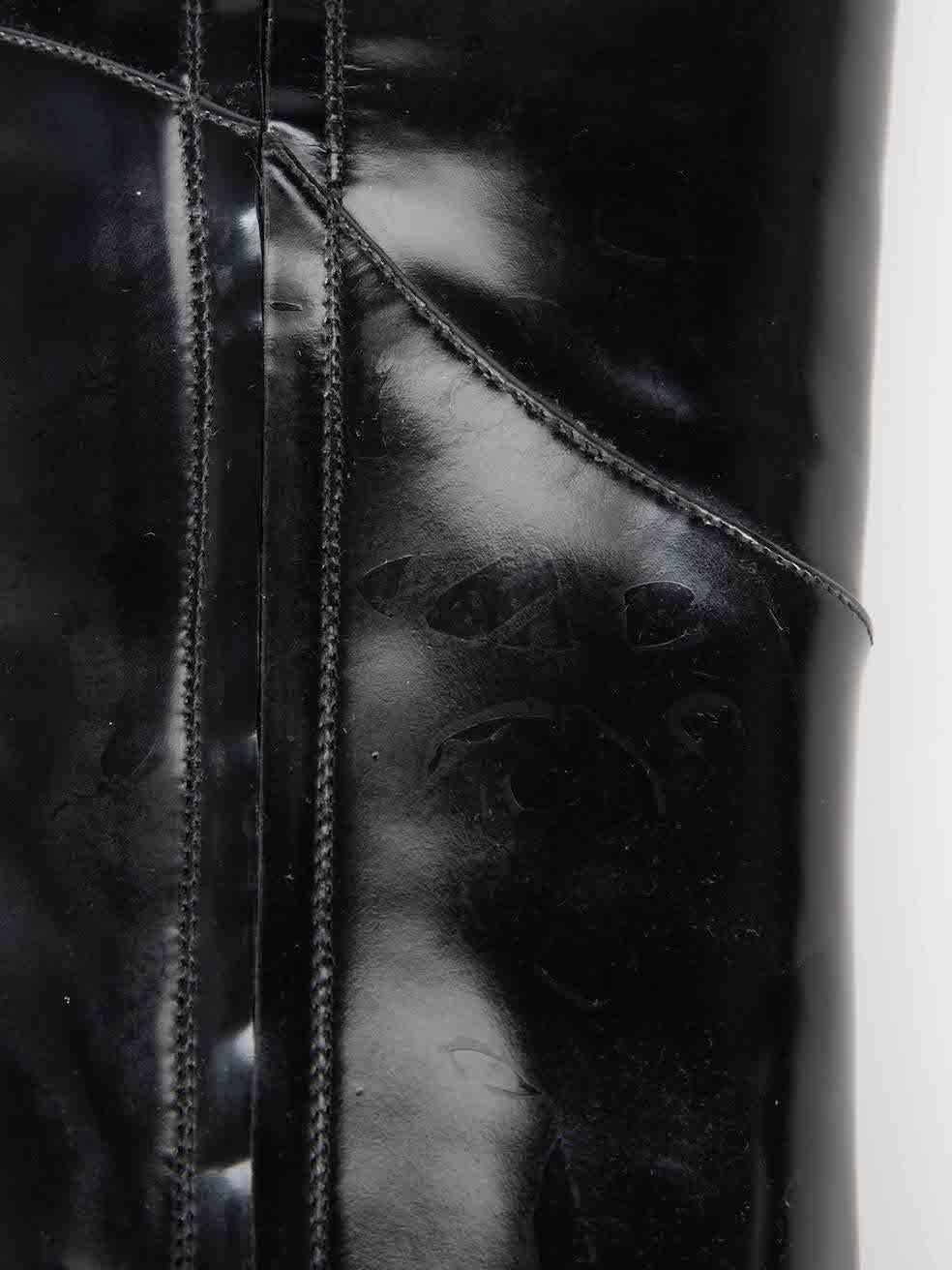 Gucci Women's Black Patent Leather Over The Knee Boots 2