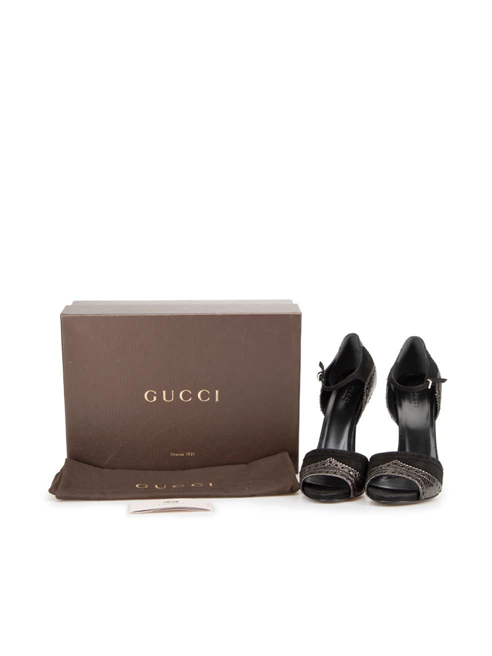 Gucci Women's Black Suede Ankle Strap Heels 3