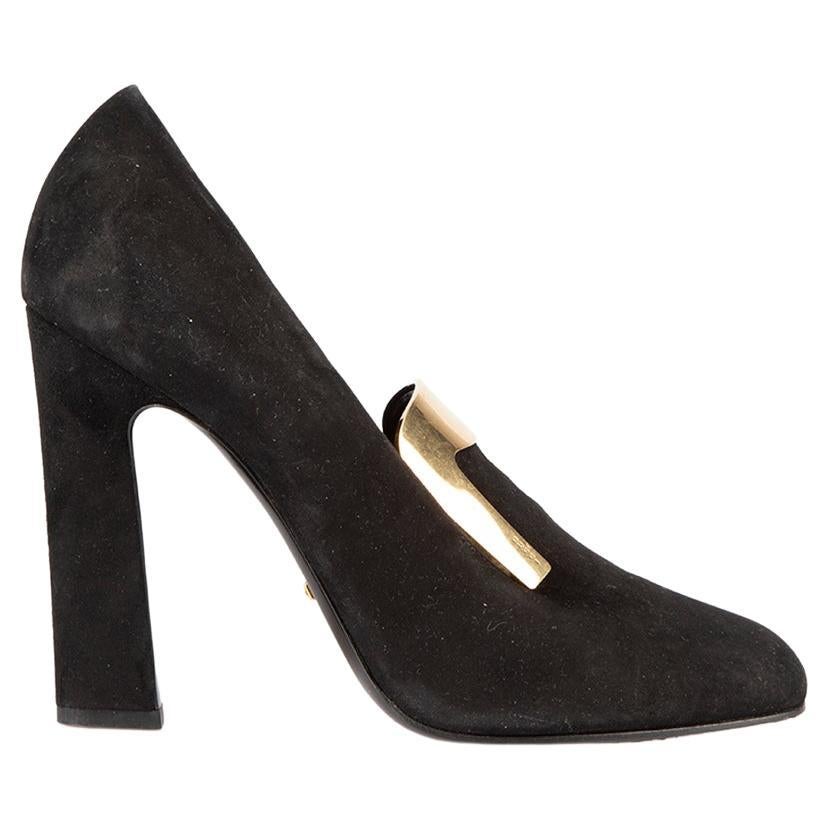 Gucci Women's Black Suede Buckle Detail Pumps