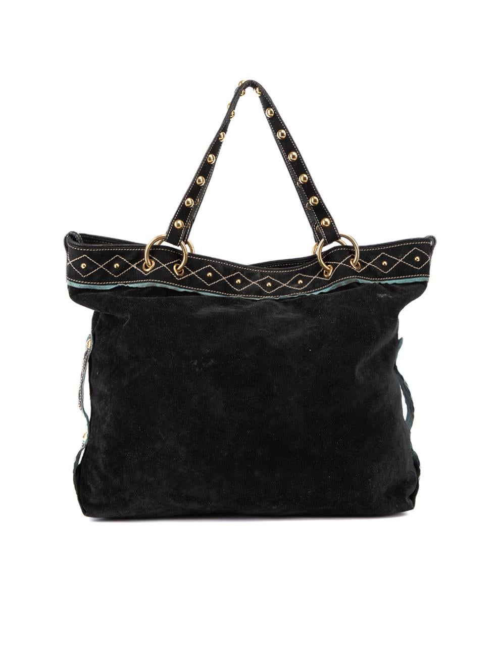 Gucci Women's Black Suede Embellished Irina Babouska Tote In Good Condition In London, GB