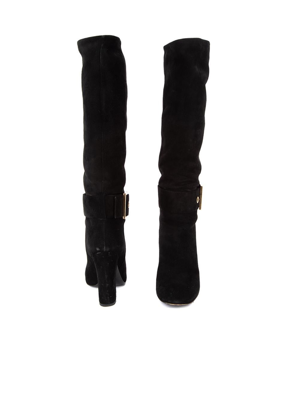 Gucci Women's Black Suede Kesha Knee Boots In Excellent Condition For Sale In London, GB