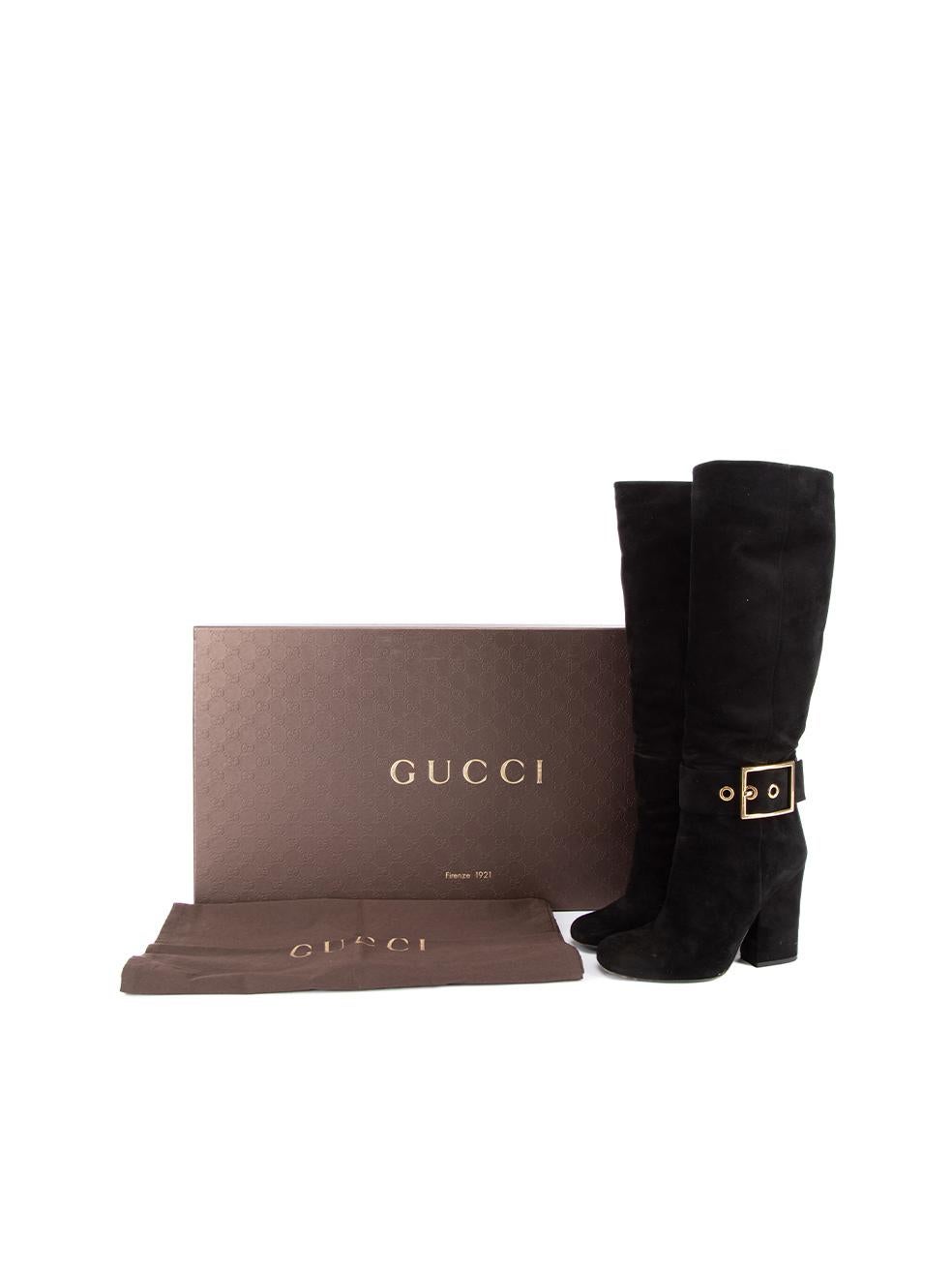 Gucci Women's Black Suede Kesha Knee Boots For Sale 2