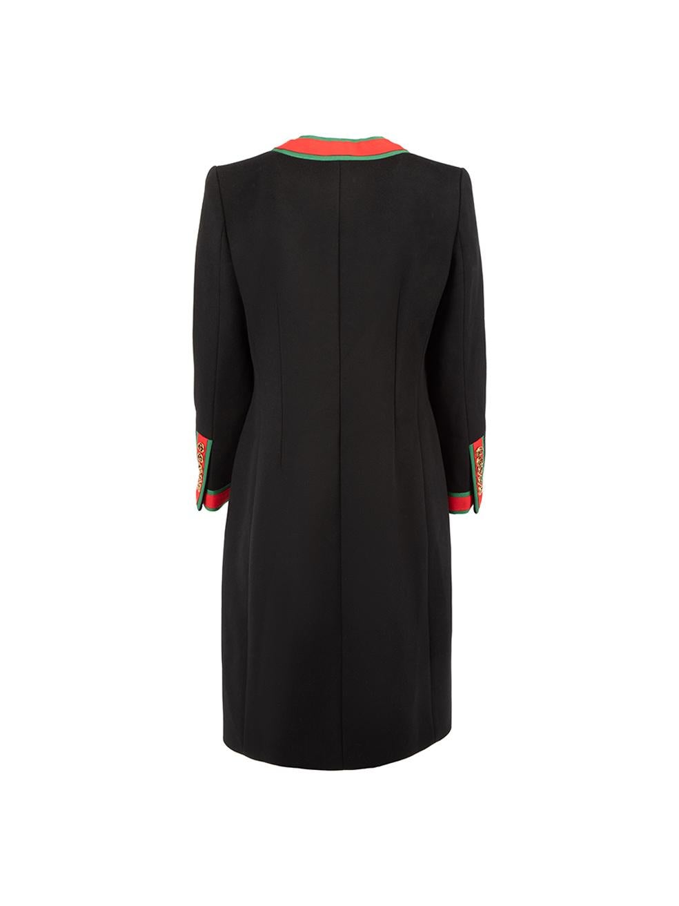 Gucci Women's Black Woven Stripe Wool Coat In Good Condition In London, GB