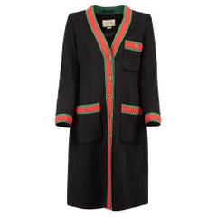 Gucci Women's Black Woven Stripe Wool Coat