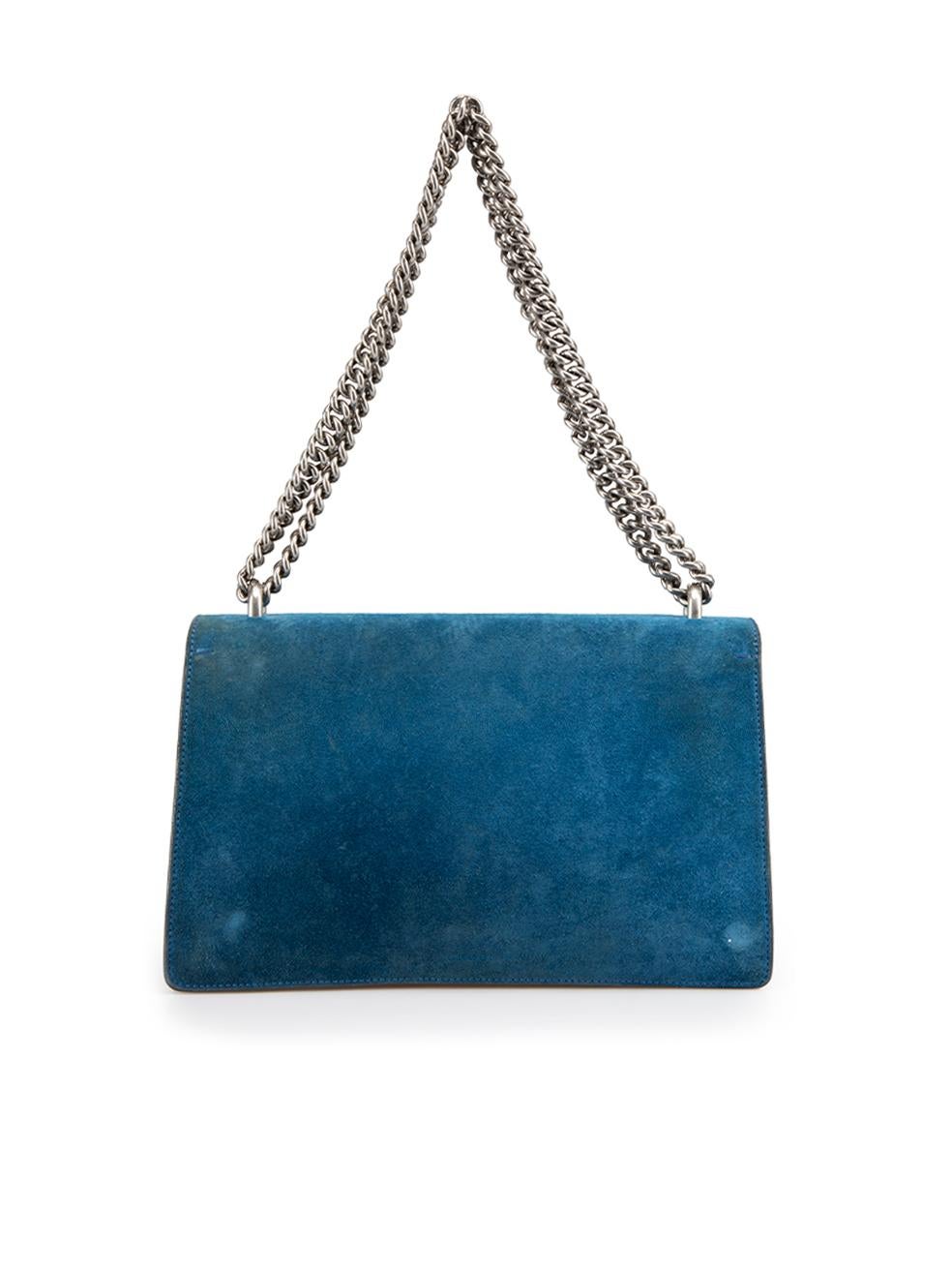 Gucci Women's Blue Suede Medium Dionysus Shoulder Bag In Good Condition In London, GB