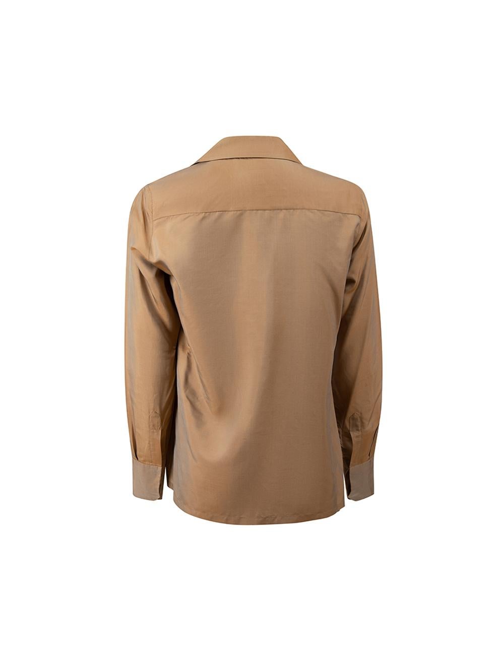 Gucci Women's Brown Silk Long Sleeves Blouse In Good Condition In London, GB