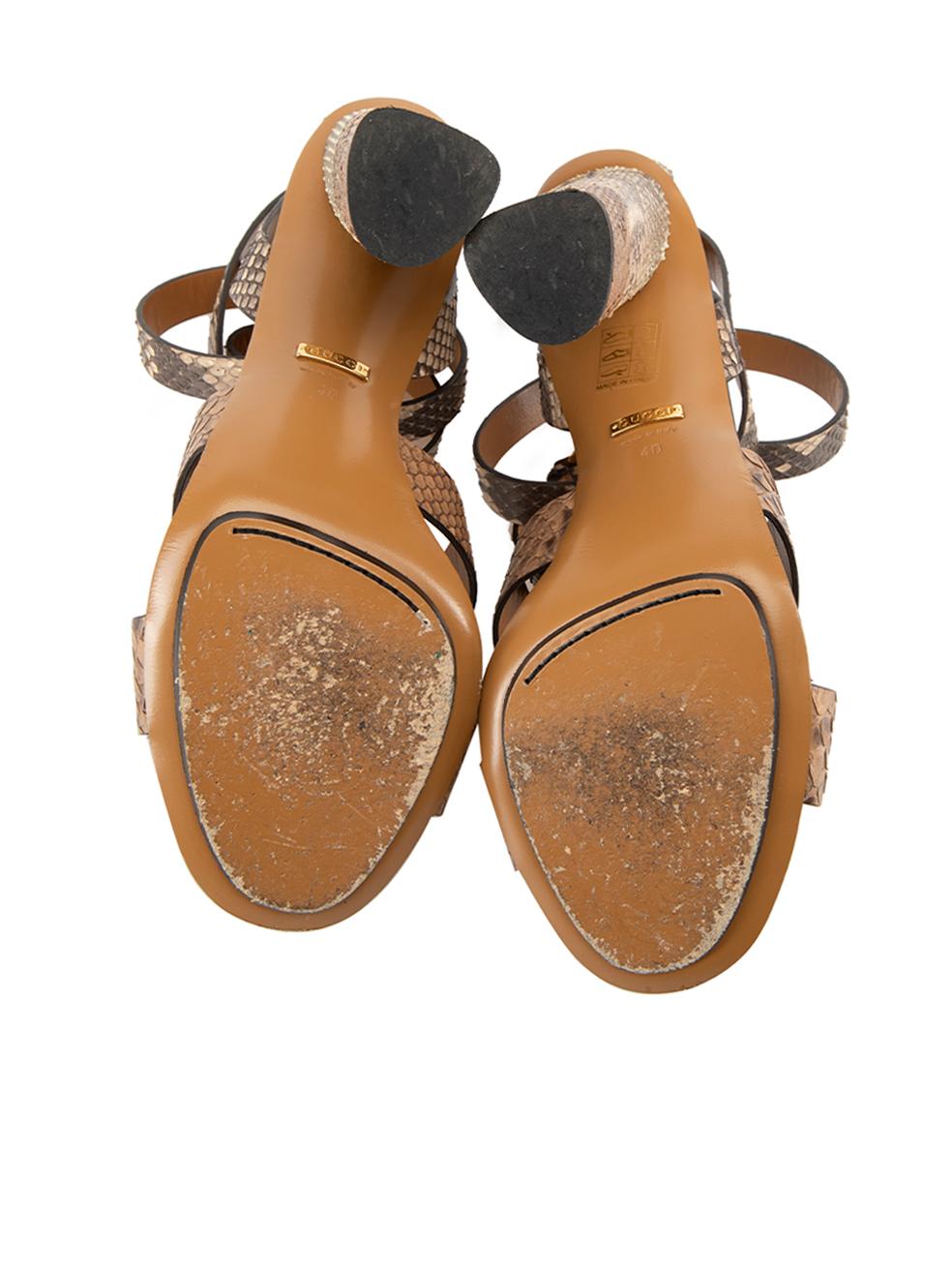 Gucci Women's Brown Snakeskin Heeled Sandals 1