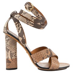 Gucci Women's Brown Snakeskin Heeled Sandals