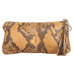 Gucci Women's Brown Snakeskin Tassel Accent Clutch