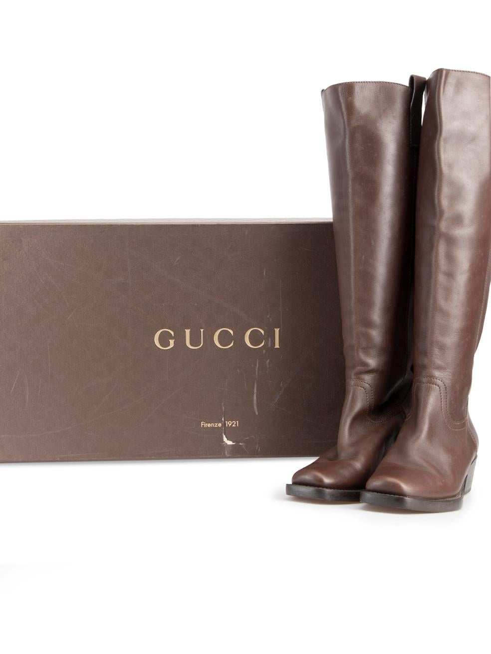 Gucci Women's Brown Square Toe Knee High Boots 2