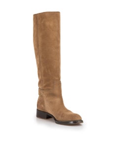 Gucci Women's Brown Suede Buckled Knee High Boots