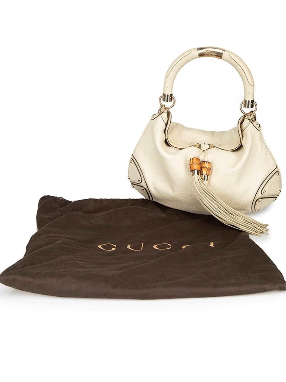 Gucci Women's Cream Bamboo Tassel Handbag 4
