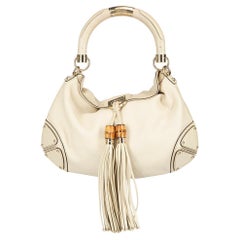 Used Gucci Women's Cream Bamboo Tassel Handbag