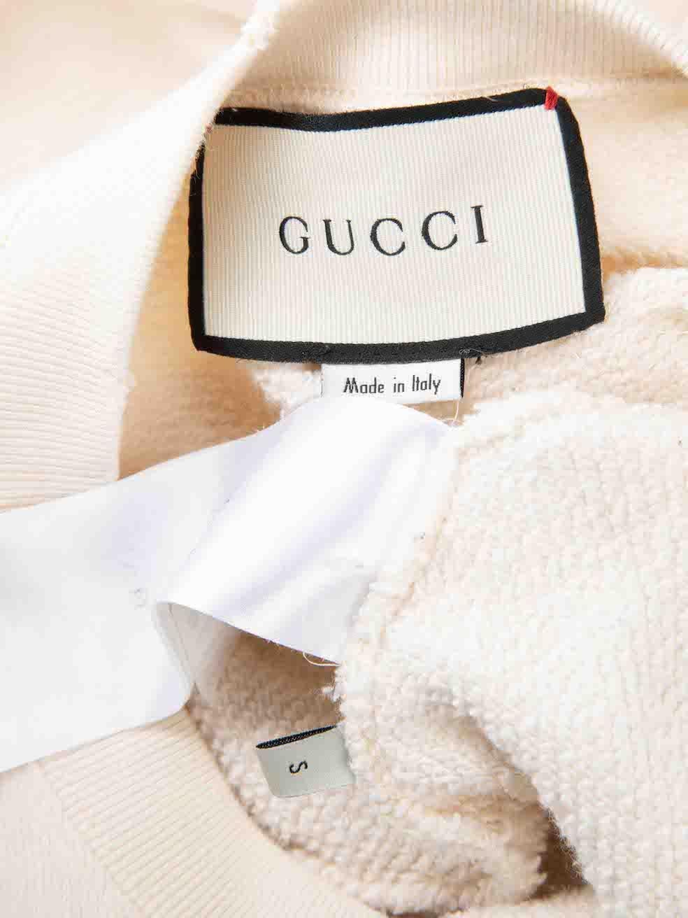 Gucci Women's Cream Distressed Graphic Print Crewneck Sweatshirt 1