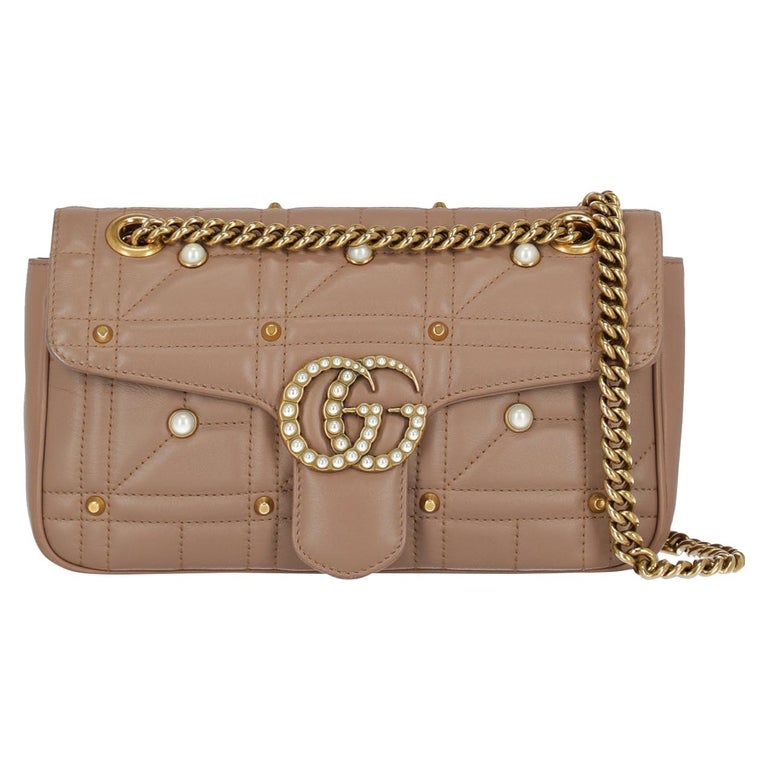 Gucci Women&#39;s Cross Body Bag Marmont Beige Leather For Sale at 1stdibs