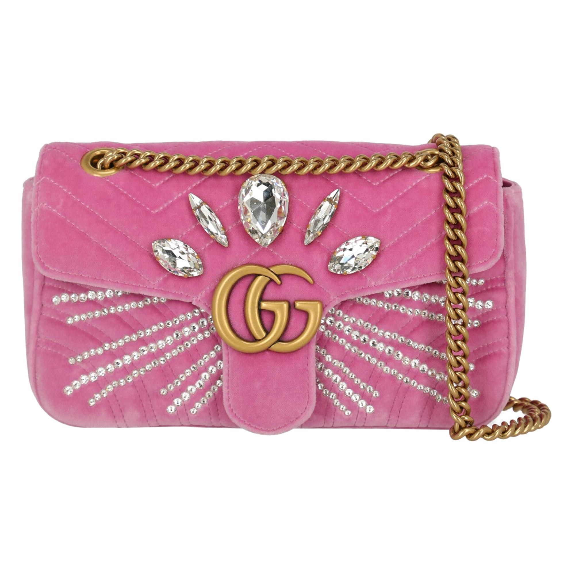 Gucci Women's Crossbody Bag Marmont Pink Leather For Sale