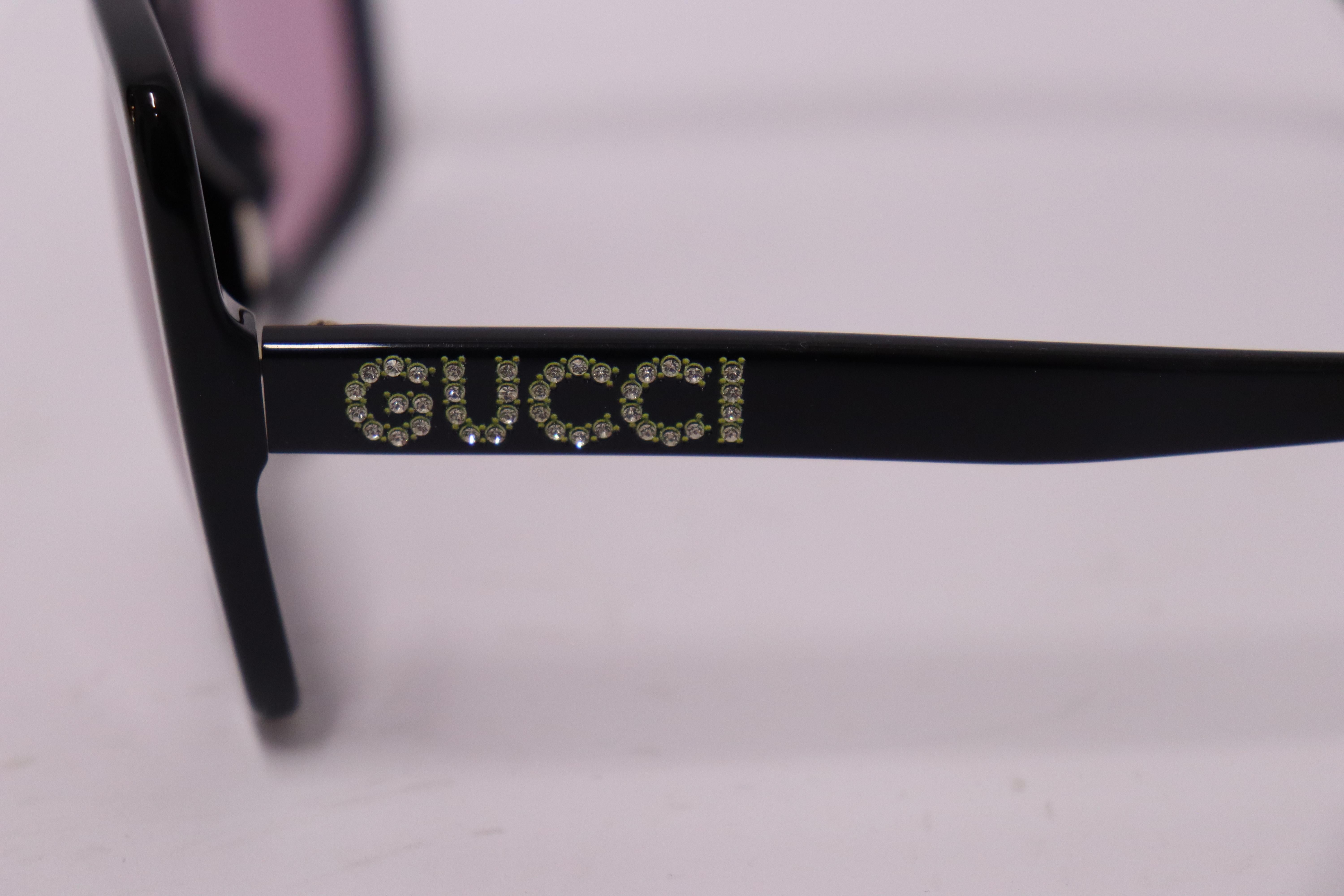 Gucci Women's Crystal-logo Square Acetate Sunglasses 5