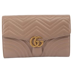 Gucci Women's Dusty Pink GG Marmont Quilted Matelasse Flap Clutch