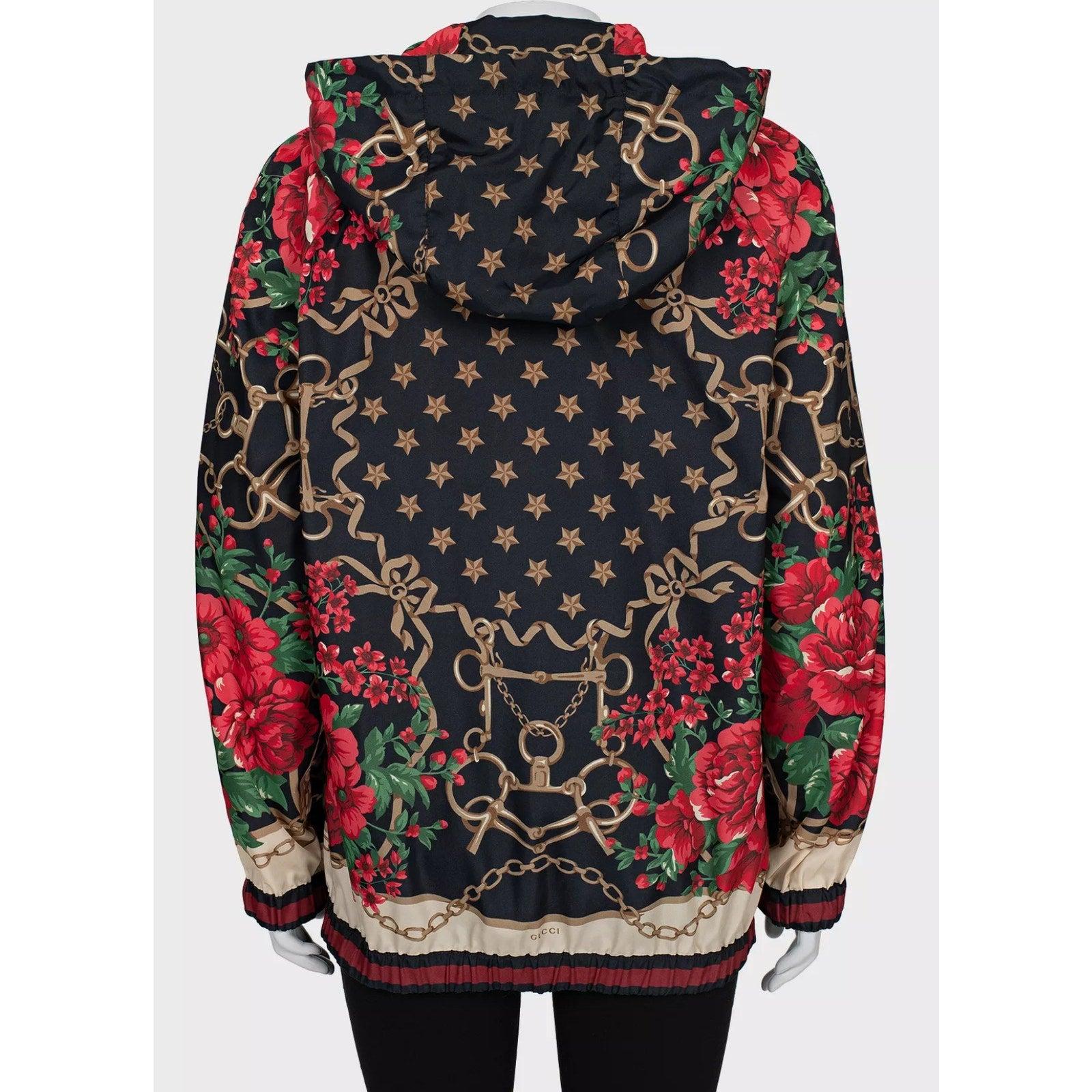 Gucci Frauen Floral Print Slim Fit Jacke Sz S (Schwarz) im Angebot