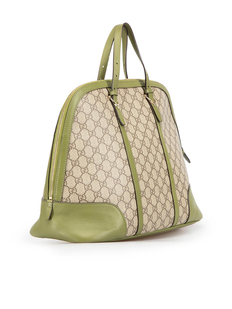 CONDITION is Very good. Minimal wear to bag is evident. Minimal wear to the base and four corners with scuff marks on this used Gucci designer resale item. This item comes with original dust bag.



Details


Green and beige

Leather and