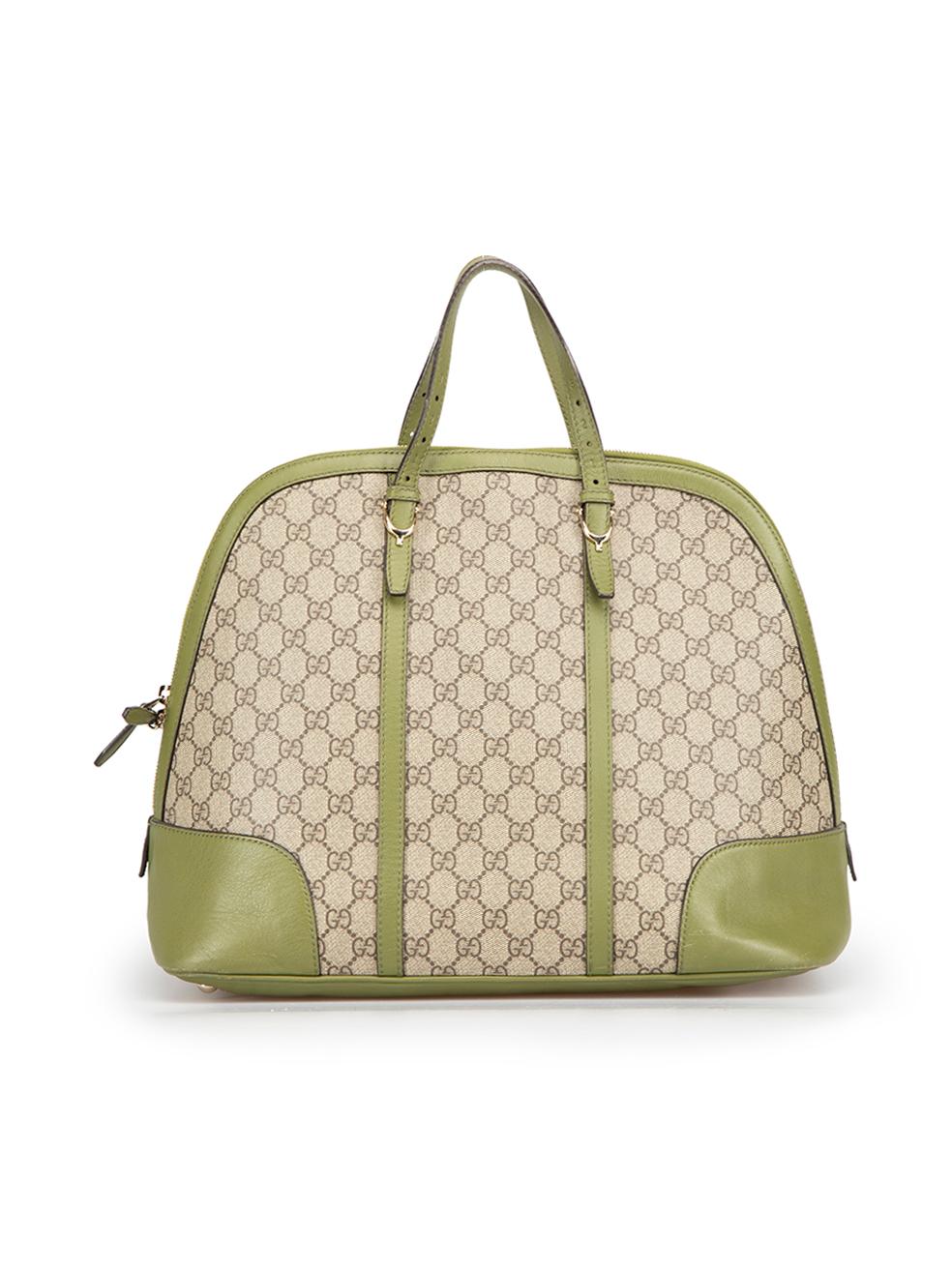 Gucci Women's Green Leather Trim GG Supreme Nice Dome Bag In Good Condition In London, GB