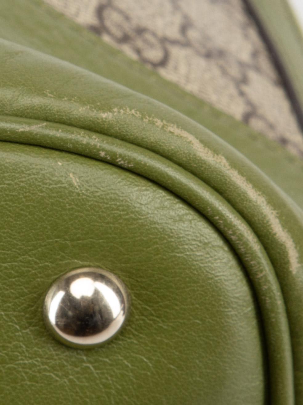 Gucci Women's Green Leather Trim GG Supreme Nice Dome Bag 4