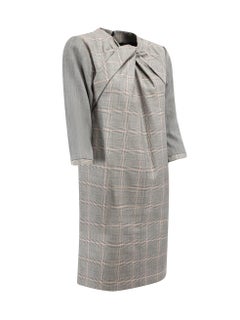 Gucci Women's Grey Wool-Silk Blend Twist Neck Plaid Mini Dress